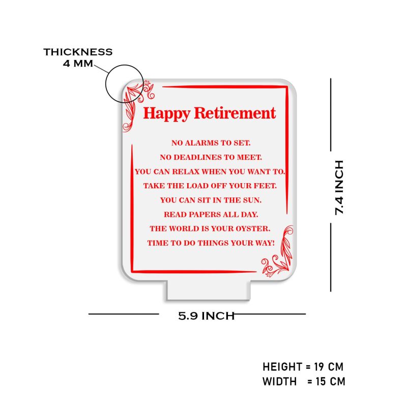 Happy Retirement Engraved Night Lamp with Automatic Color Changing Light & On/Off Touch Button